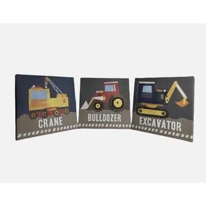 3 Canvases of Construction Trucks - 12” x 12”